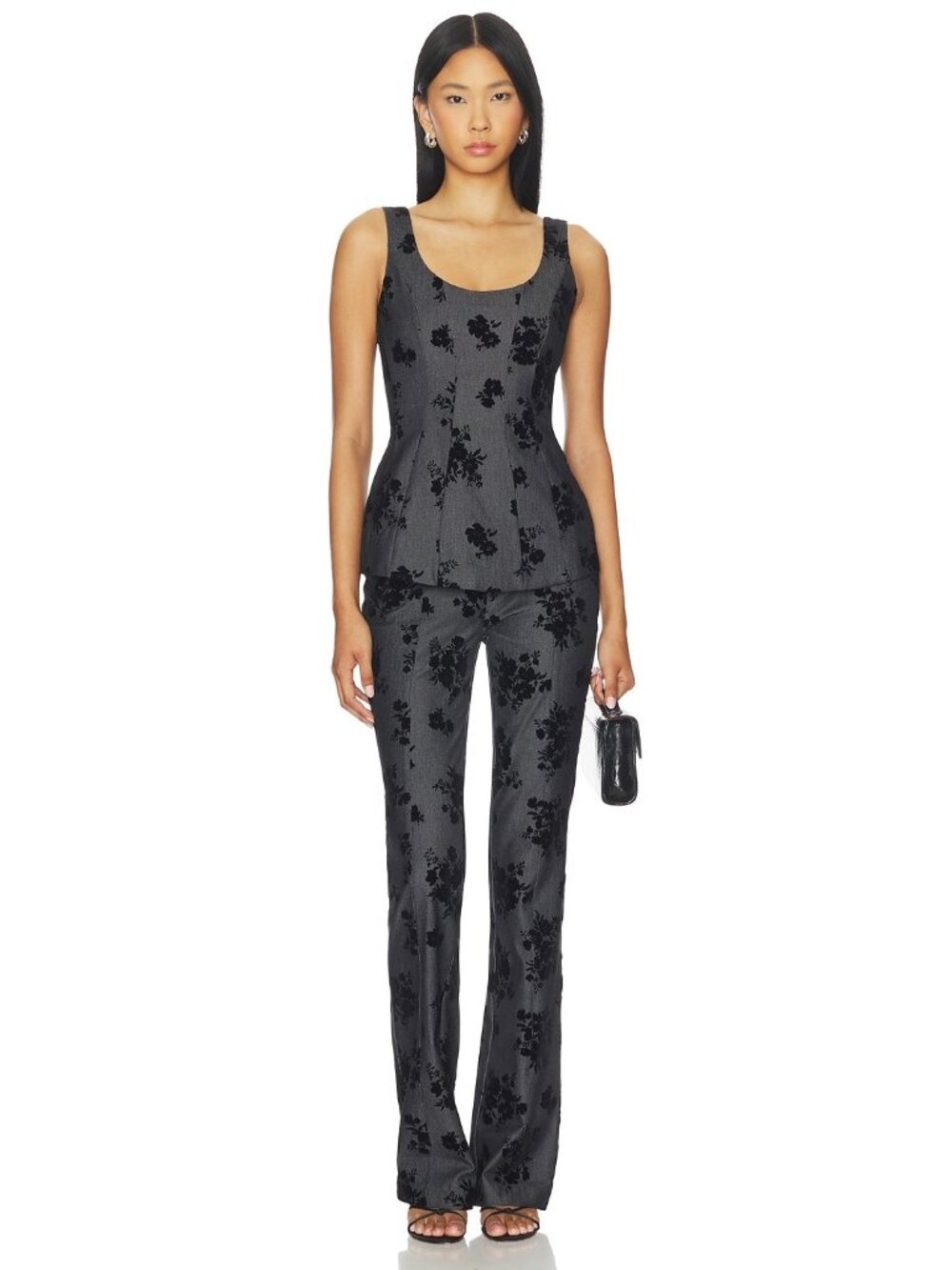 Amanda Uprichard Regency Velvet Floral Pants In Indigo Size Medium New With Tag